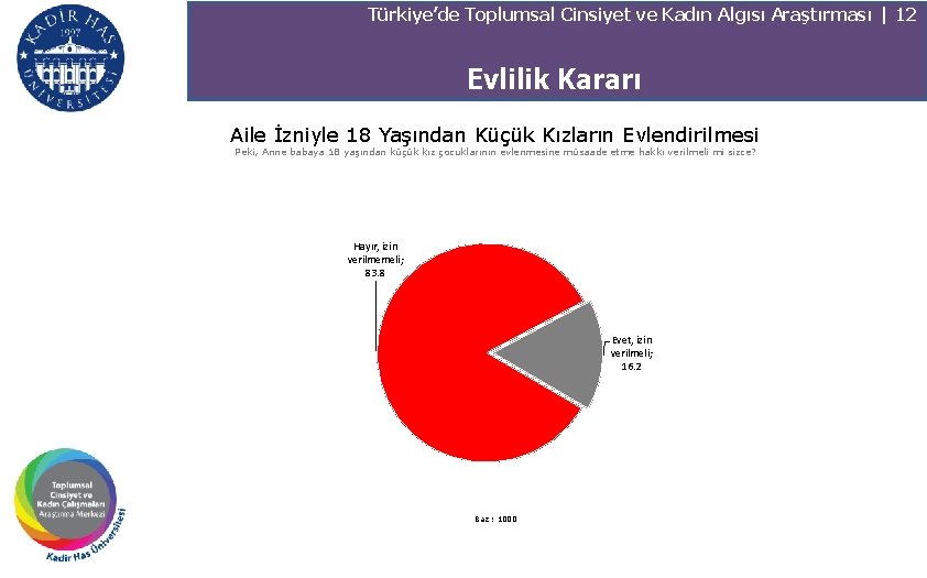 Türkiye’de Toplumsal Cinsiyet ve Kadın Algısı Araştırması | 12 Evlilik Kararı Aile İzniyle 18