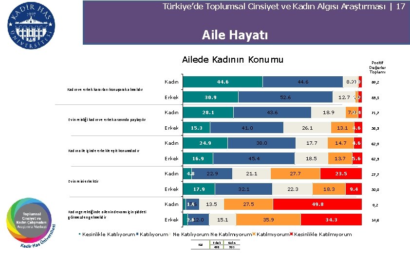 Türkiye’de Toplumsal Cinsiyet ve Kadın Algısı Araştırması | 17 Aile Hayatı Ailede Kadının Konumu