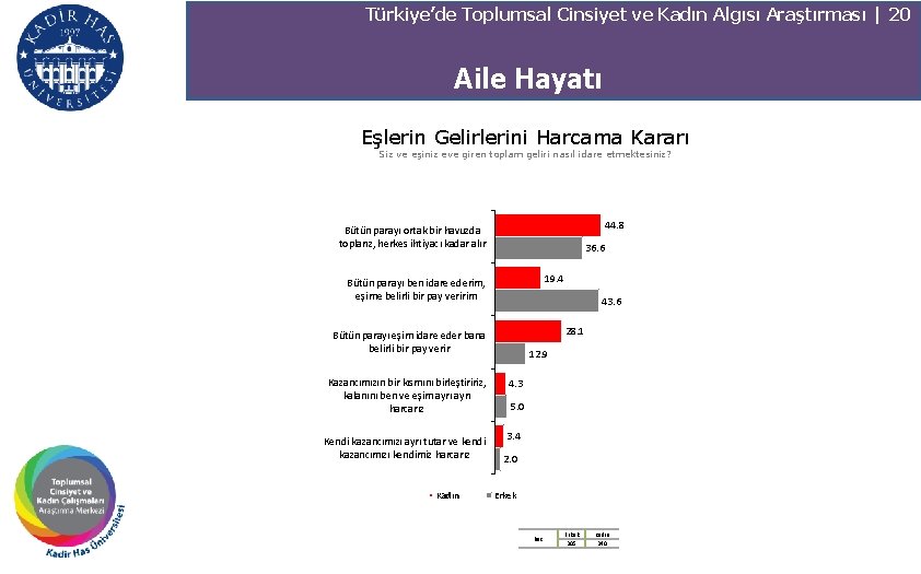 Türkiye’de Toplumsal Cinsiyet ve Kadın Algısı Araştırması | 20 Aile Hayatı Eşlerin Gelirlerini Harcama