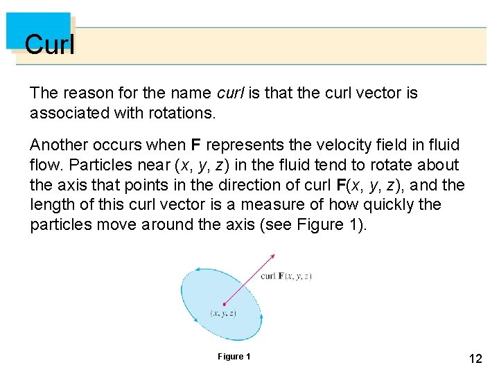 Curl The reason for the name curl is that the curl vector is associated