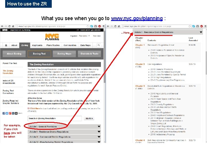 How to use the ZR What you see when you go to www. nyc. How to use the ZR What you see when you go to www. nyc.