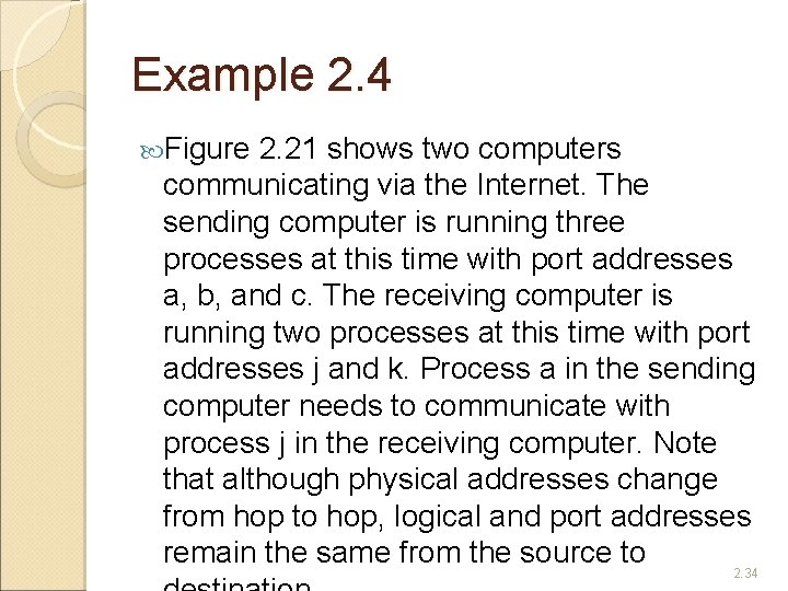 Example 2. 4 Figure 2. 21 shows two computers communicating via the Internet. The