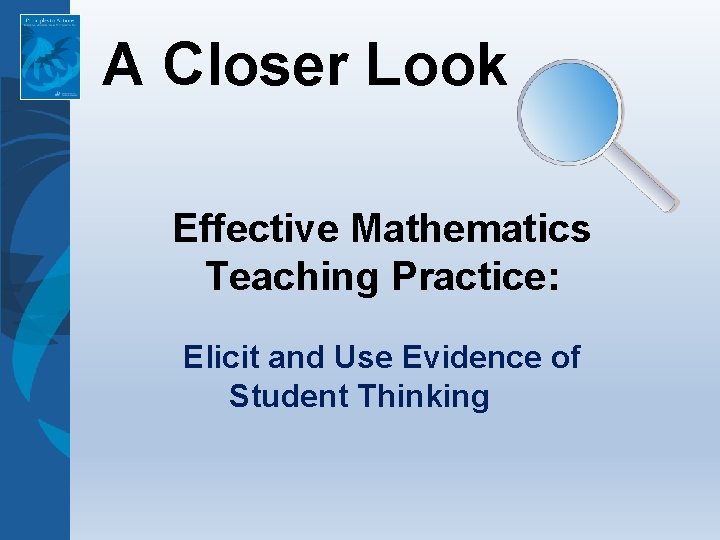 A Closer Look Effective Mathematics Teaching Practice: Elicit and Use Evidence of Student Thinking