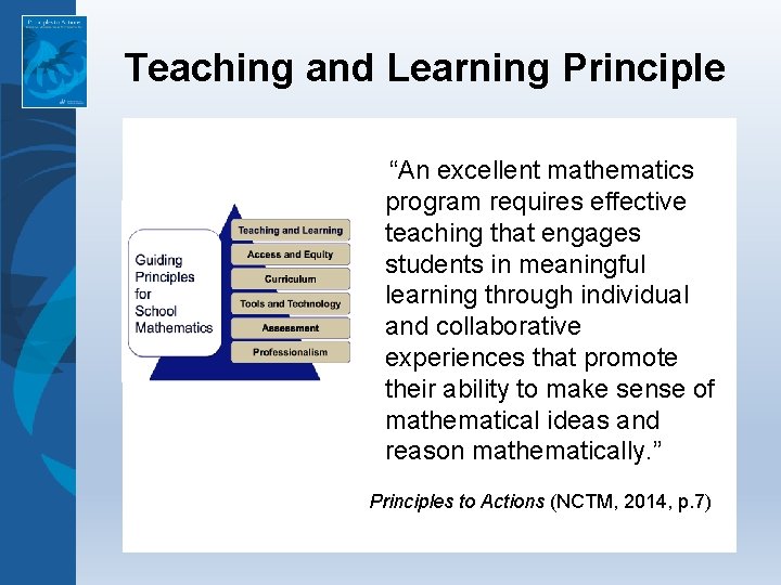 Teaching and Learning Principle “An excellent mathematics program requires effective teaching that engages students