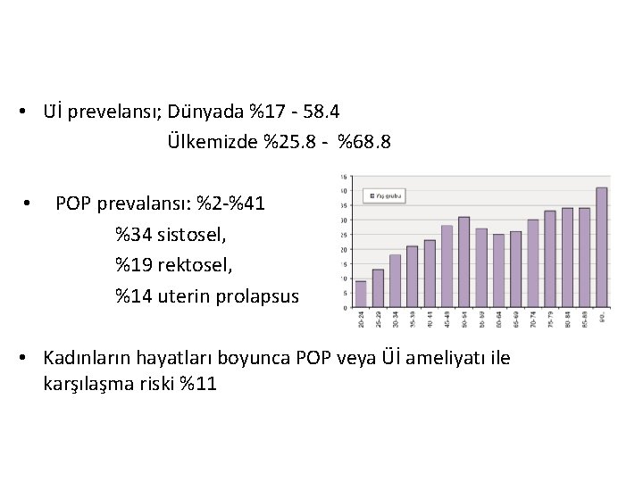  • U İ prevelansı; Du nyada %17 - 58. 4 Ülkemizde %25. 8