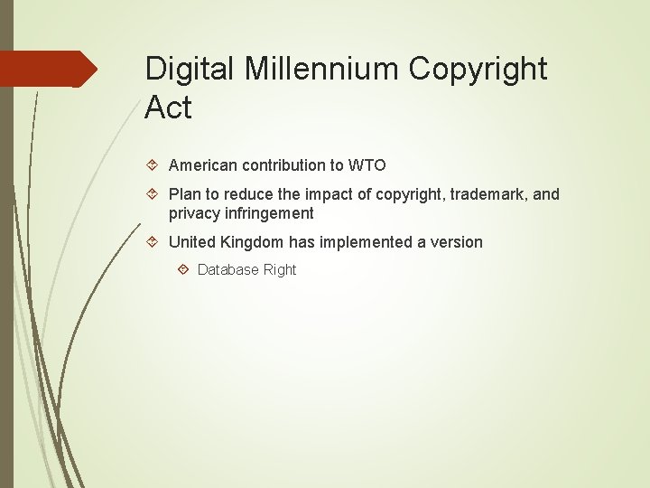 Digital Millennium Copyright Act American contribution to WTO Plan to reduce the impact of