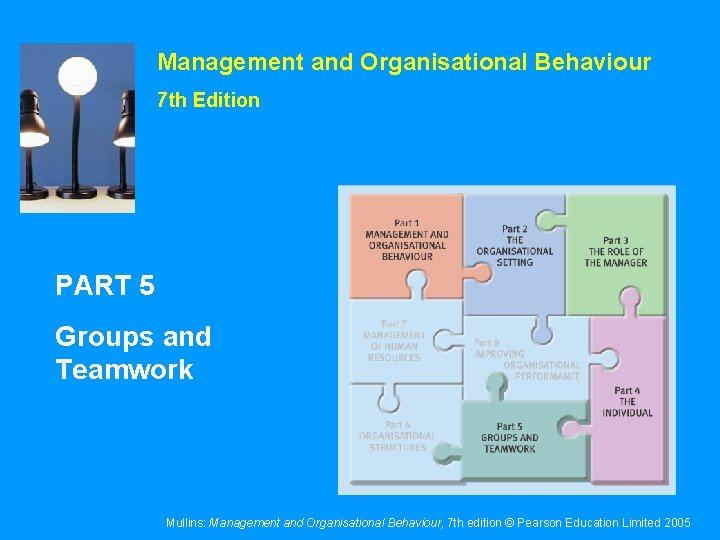 Management and Organisational Behaviour 7 th Edition PART 5 Groups and Teamwork Mullins: Management