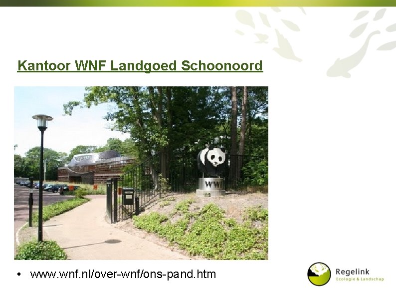 Kantoor WNF Landgoed Schoonoord • www. wnf. nl/over-wnf/ons-pand. htm 