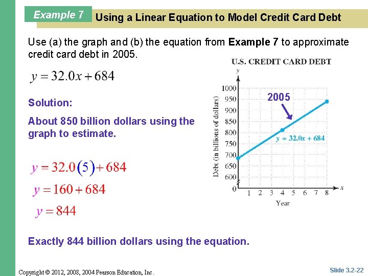 Example 7 Using a Linear Equation to Model Credit Card Debt Use (a) the