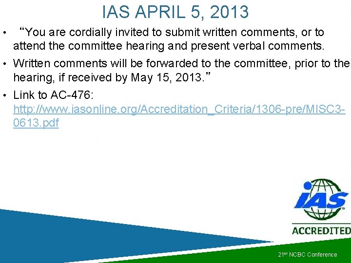 IAS APRIL 5, 2013 • “You are cordially invited to submit written comments, or IAS APRIL 5, 2013 • “You are cordially invited to submit written comments, or