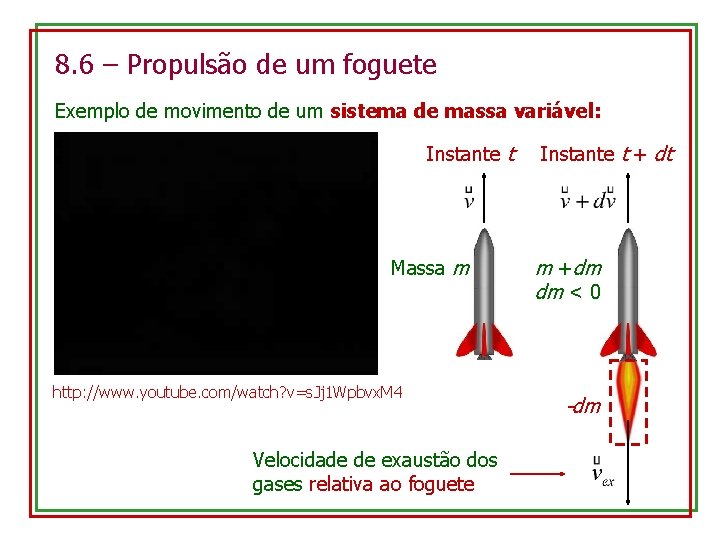 8. 6 – Propulsão de um foguete Exemplo de movimento de um sistema de