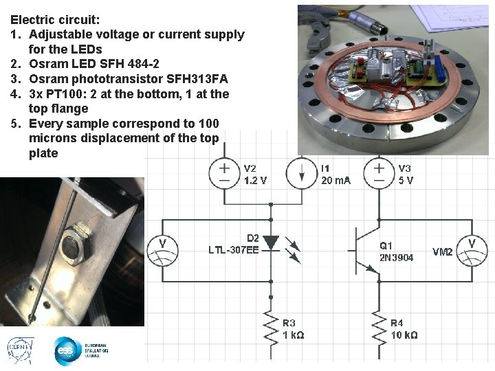 Electric circuit: 1. Adjustable voltage or current supply for the LEDs 2. Osram LED