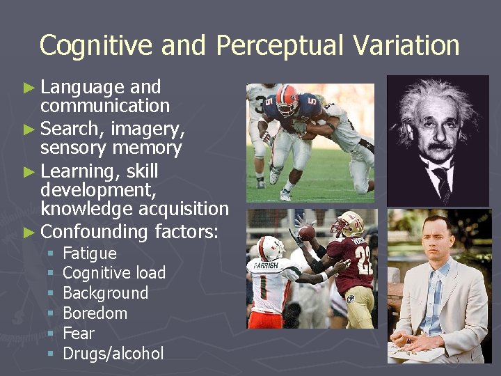 Cognitive and Perceptual Variation ► Language and communication ► Search, imagery, sensory memory ►