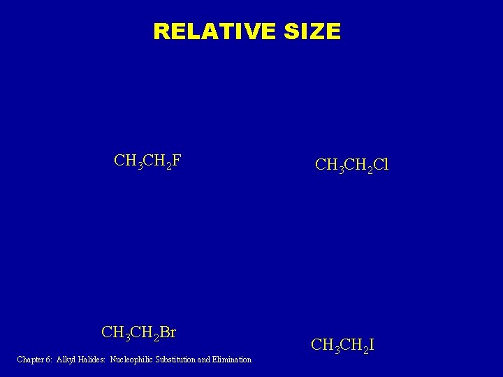 RELATIVE SIZE CH 3 CH 2 F CH 3 CH 2 Br Chapter 6: