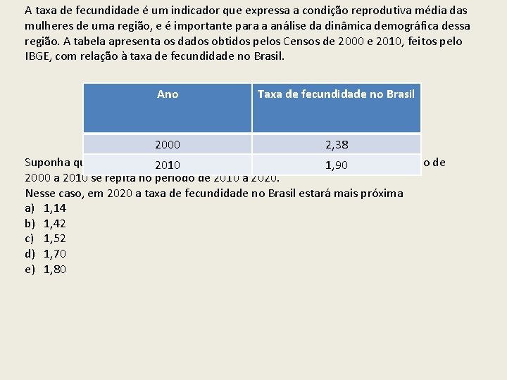 A taxa de fecundidade é um indicador que expressa a condição reprodutiva média das A taxa de fecundidade é um indicador que expressa a condição reprodutiva média das