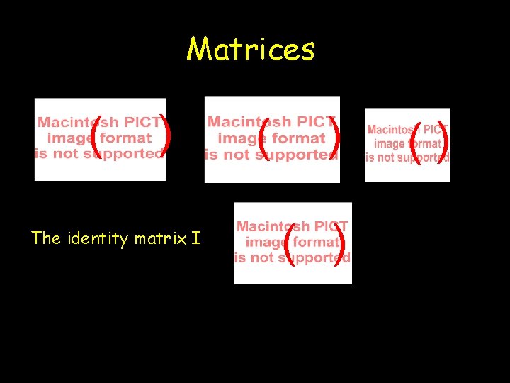 Matrices ( ) The identity matrix I ( ) () 