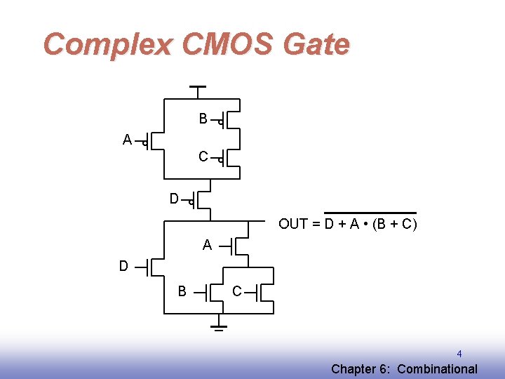 Complex CMOS Gate B A C D OUT = D + A • (B