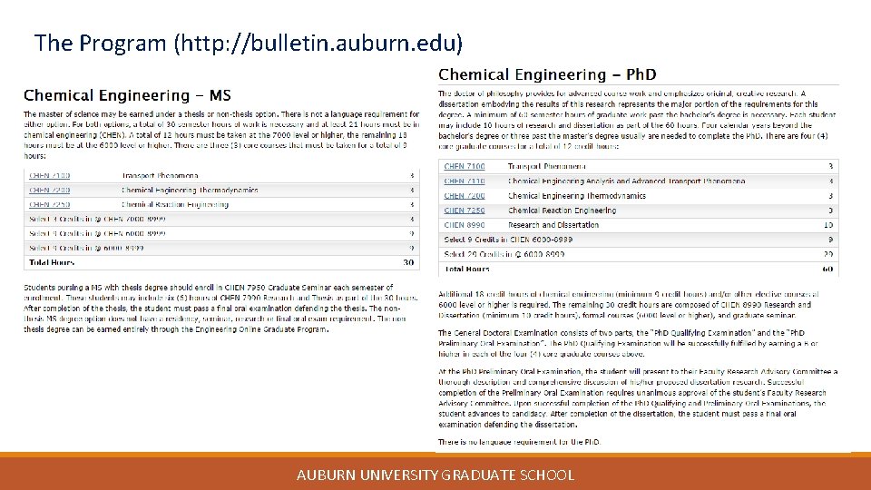 The Program (http: //bulletin. auburn. edu) AUBURN UNIVERSITY GRADUATE SCHOOL 