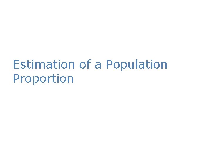 Estimation of a Population Proportion 