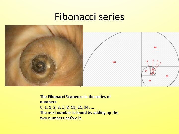 Fibonacci series The Fibonacci Sequence is the series of numbers: 0, 1, 1, 2, Fibonacci series The Fibonacci Sequence is the series of numbers: 0, 1, 1, 2,