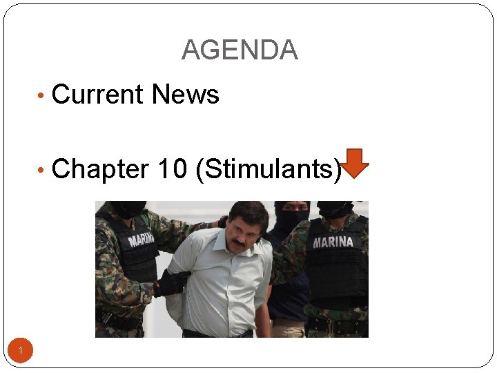  AGENDA • Current News • Chapter 10 (Stimulants) 1 