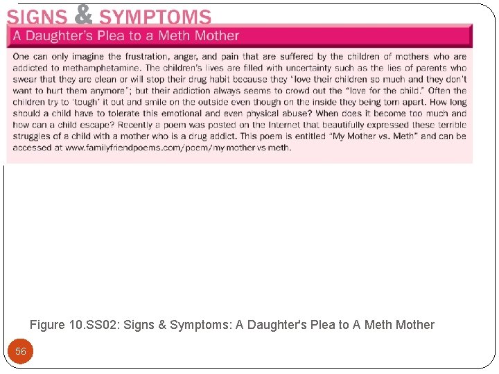 Figure 10. SS 02: Signs & Symptoms: A Daughter's Plea to A Meth Mother