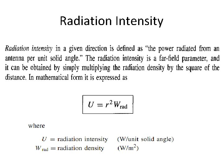 Radiation Intensity 