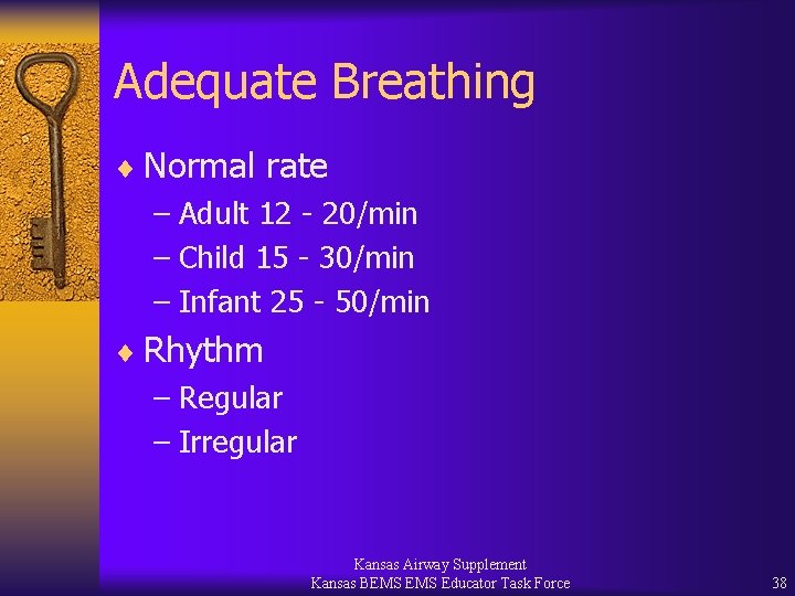 Adequate Breathing ¨ Normal rate – Adult 12 - 20/min – Child 15 -