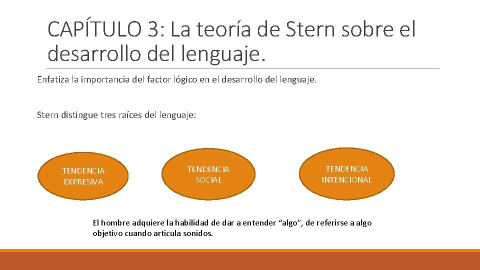 CAPÍTULO 3: La teoría de Stern sobre el desarrollo del lenguaje. Enfatiza la importancia