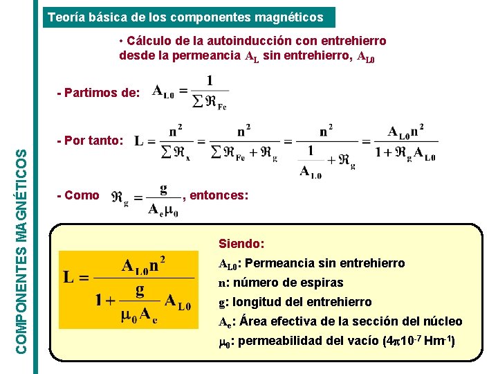 Teoría básica de los componentes magnéticos • Cálculo de la autoinducción con entrehierro desde Teoría básica de los componentes magnéticos • Cálculo de la autoinducción con entrehierro desde