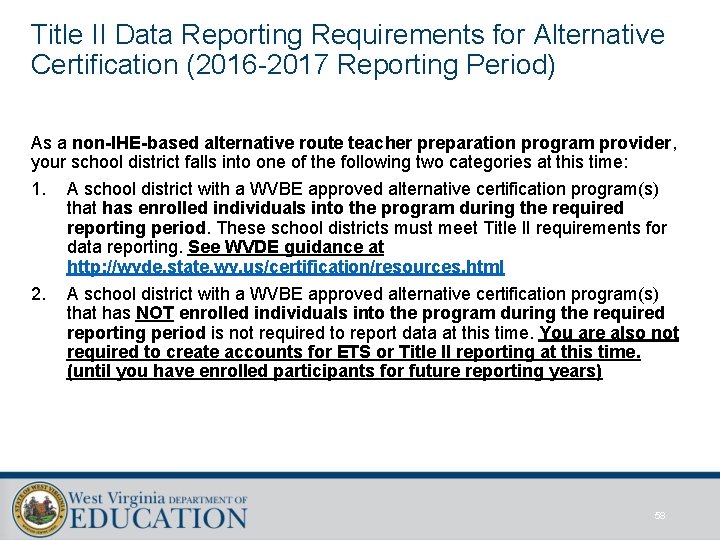 Title II Data Reporting Requirements for Alternative Certification (2016 -2017 Reporting Period) As a