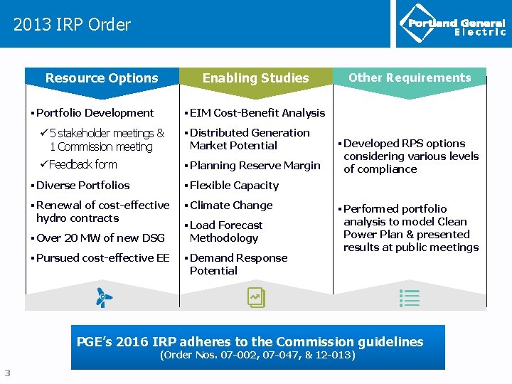 2013 IRP Order Resource Options § Portfolio Development Enabling Studies § EIM Cost-Benefit Analysis