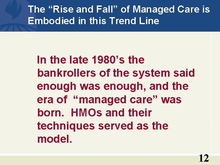 The “Rise and Fall” of Managed Care is Embodied in this Trend Line In