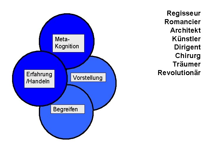 Meta. Kognition Erfahrung /Handeln Vorstellung Begreifen Regisseur Romancier Architekt Künstler Dirigent Chirurg Träumer Revolutionär