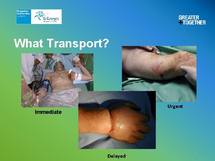What Transport? Urgent Immediate Delayed 24 What Transport? Urgent Immediate Delayed 24