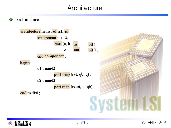 Architecture v Architecture architecture of is architecture netlist of rsff is component nand 2
