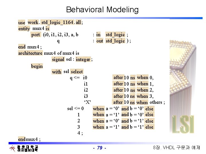 Behavioral Modeling . ; work std_logic_1164 all use mux 4 entity is in std_logic