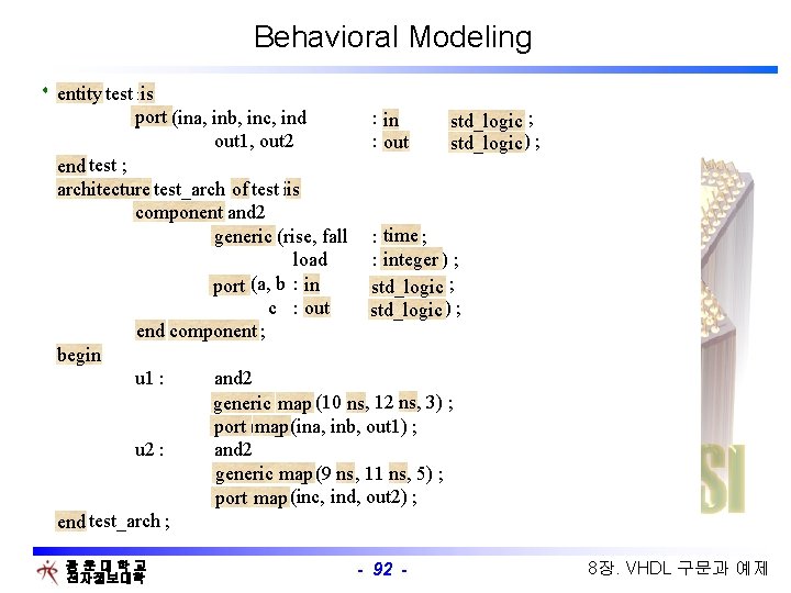 Behavioral Modeling ventity test is Behavioral Modeling entity is port (ina, inb, inc, ind