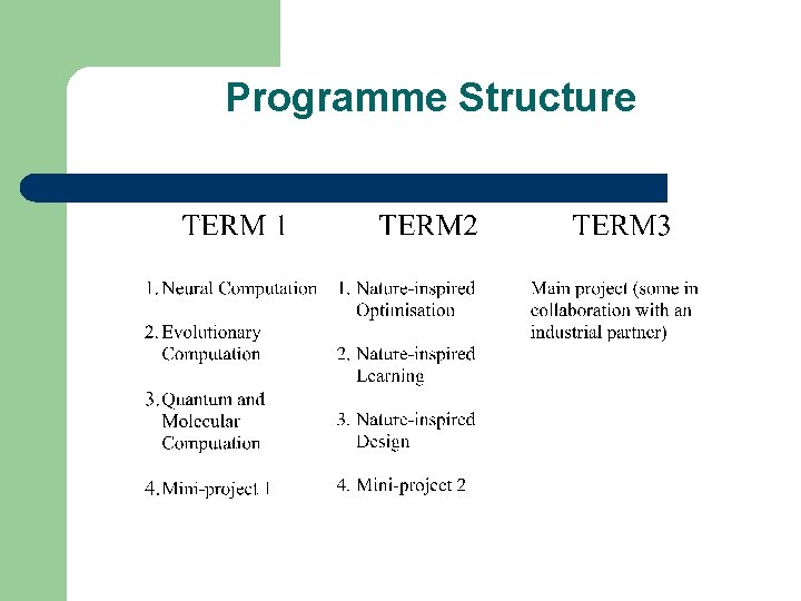 Programme Structure 