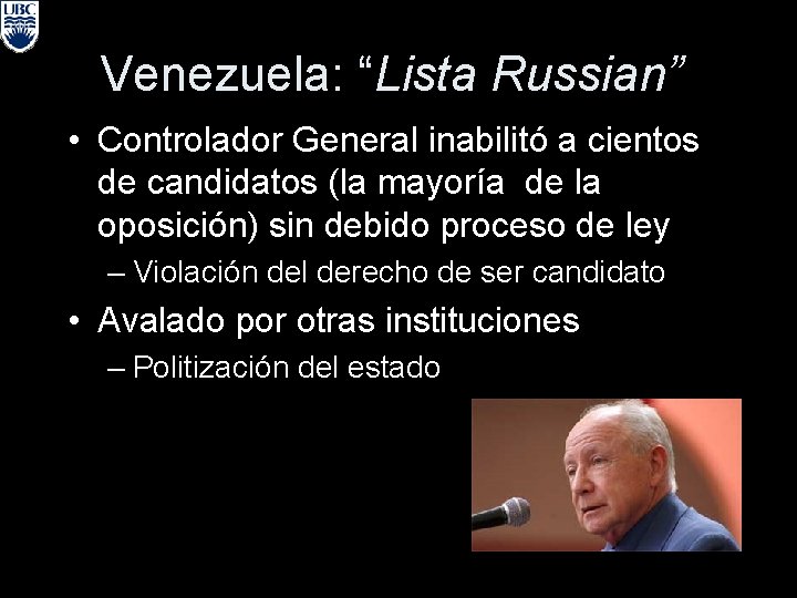 Venezuela: “Lista Russian” • Controlador General inabilitó a cientos de candidatos (la mayoría de