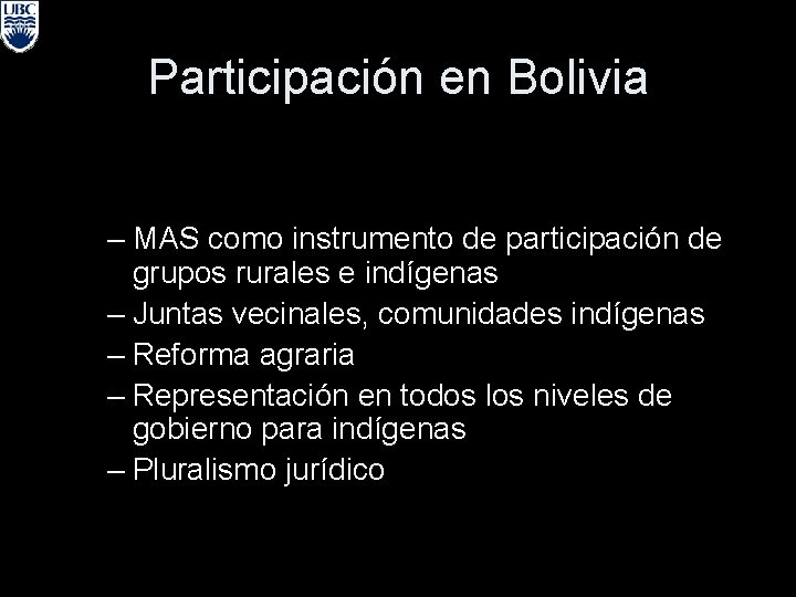Participación en Bolivia – MAS como instrumento de participación de grupos rurales e indígenas