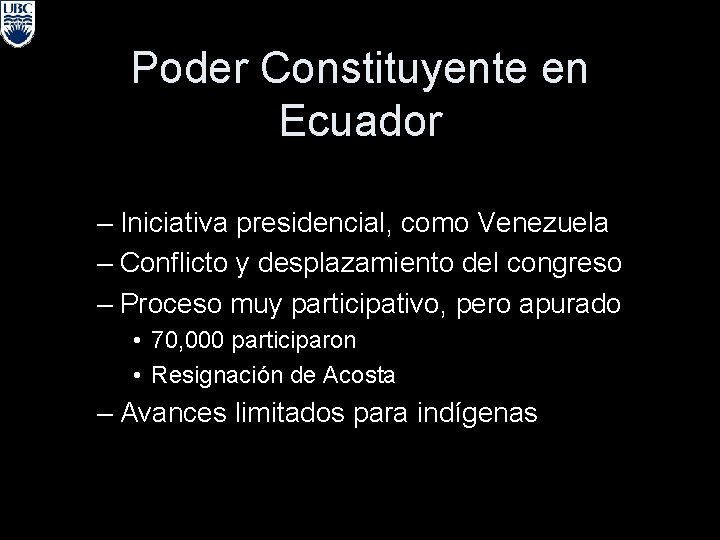 Poder Constituyente en Ecuador – Iniciativa presidencial, como Venezuela – Conflicto y desplazamiento del