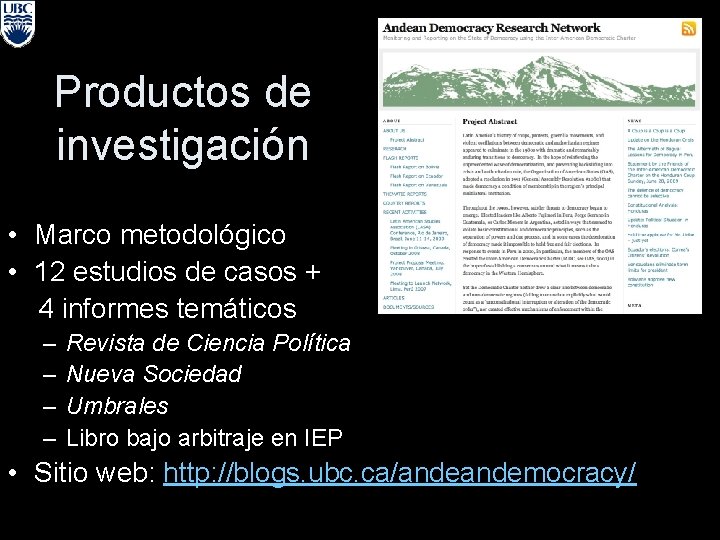 Productos de investigación • Marco metodológico • 12 estudios de casos + 4 informes