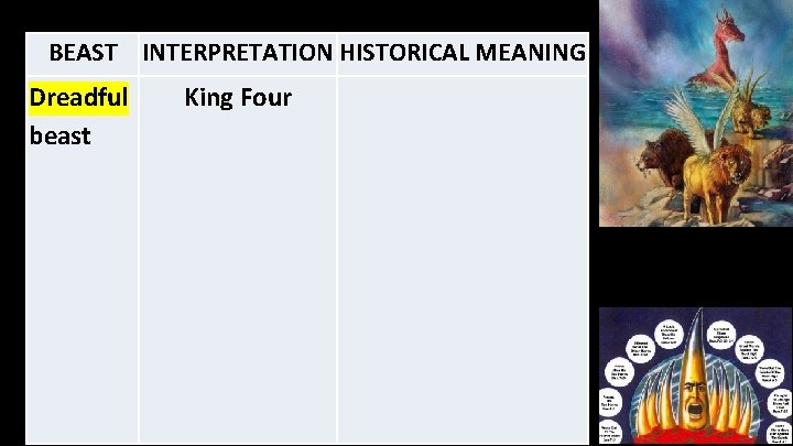 BEAST INTERPRETATION HISTORICAL MEANING Dreadful beast King Four 