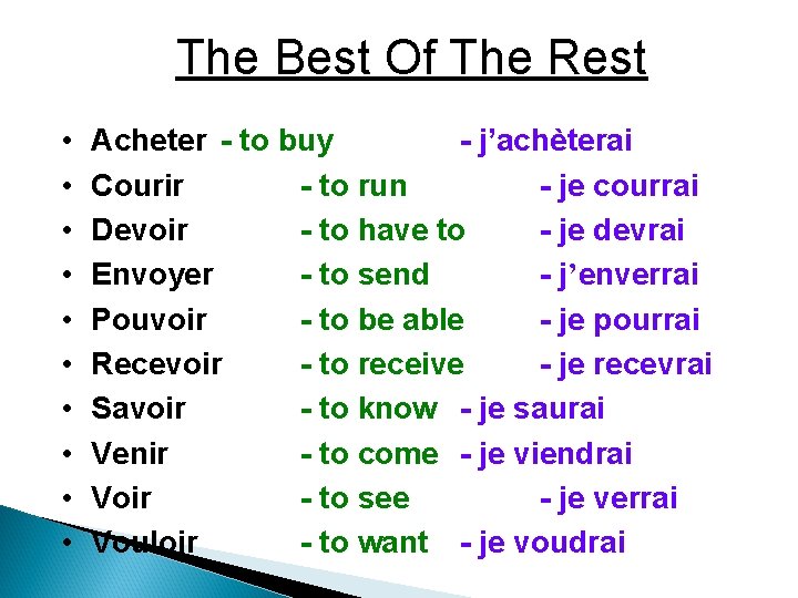 The Best Of The Rest • • • Acheter - to buy - j’achèterai