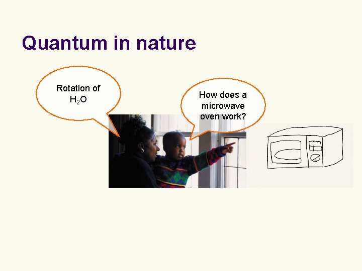Quantum in nature Rotation of H 2 O How does a microwave oven work? Quantum in nature Rotation of H 2 O How does a microwave oven work?