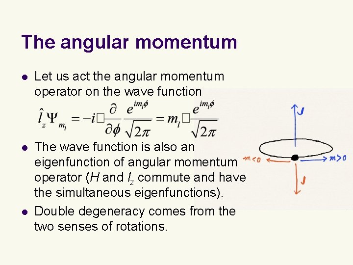 The angular momentum l Let us act the angular momentum operator on the wave The angular momentum l Let us act the angular momentum operator on the wave