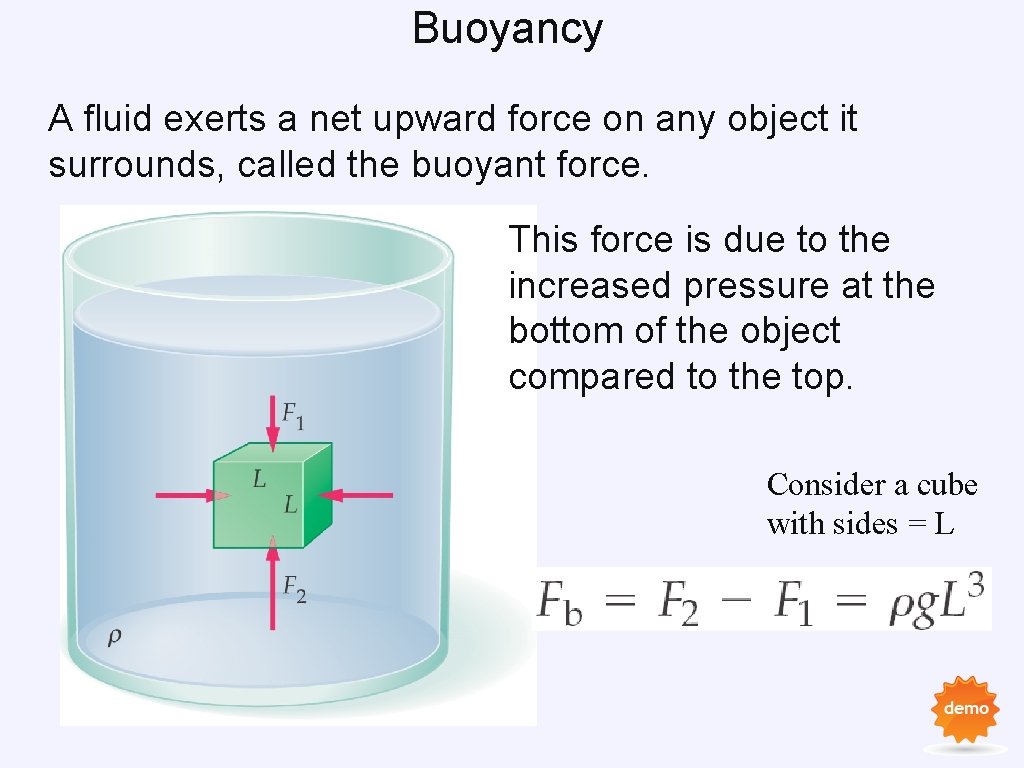 Buoyancy A fluid exerts a net upward force on any object it surrounds, called Buoyancy A fluid exerts a net upward force on any object it surrounds, called