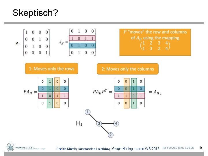 Skeptisch? Davide Mottin, Konstantina Lazaridou, Graph Mining course WS 2016 9 