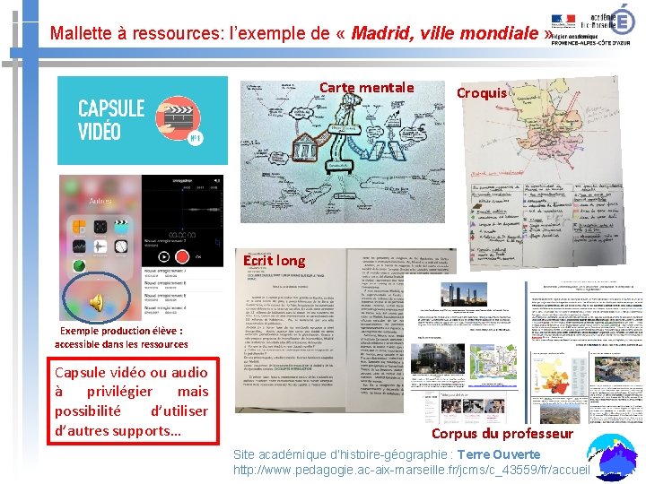 Mallette à ressources: l’exemple de « Madrid, ville mondiale » Carte mentale Croquis Ecrit